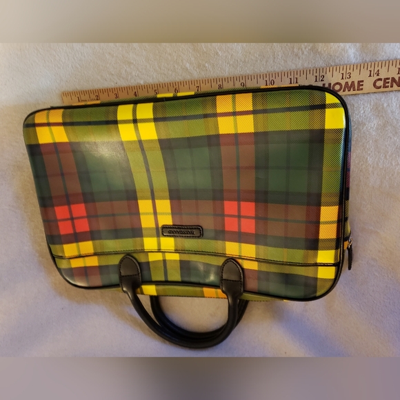 Baekgaard Tartin Plaid Zippered Tote  Handbag Red,Yellow,Green,and Black - Picture 6 of 7